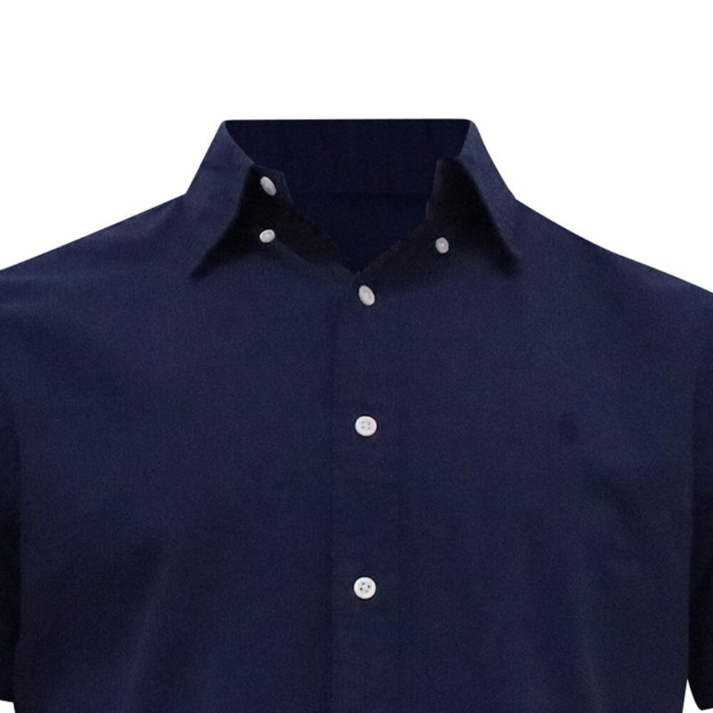 Ralph Lauren Pony-Embroidered Short Sleeve Shirt in Navy Blue Cotton - Picture 2 of 8